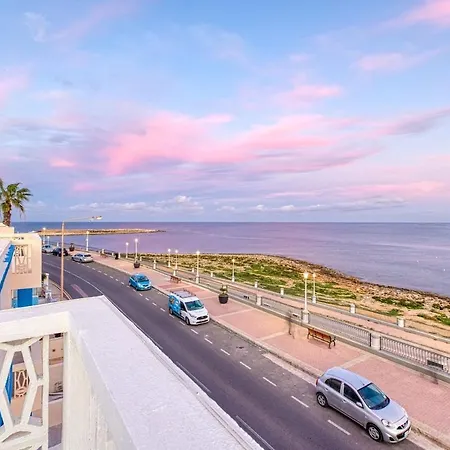 Qawra Seafront With Large Front Terrace Apartment